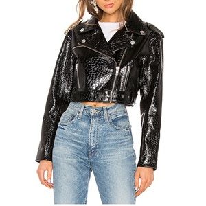 BRAND NEW LPA Margot Cropped Leather Moto Jacket